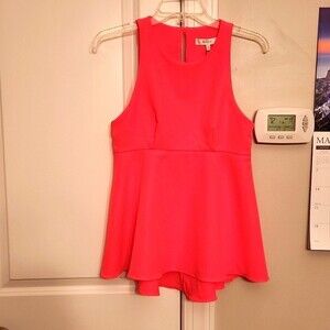 Milly Women's "Dara" Fluo Pink Peplum Top Size 2